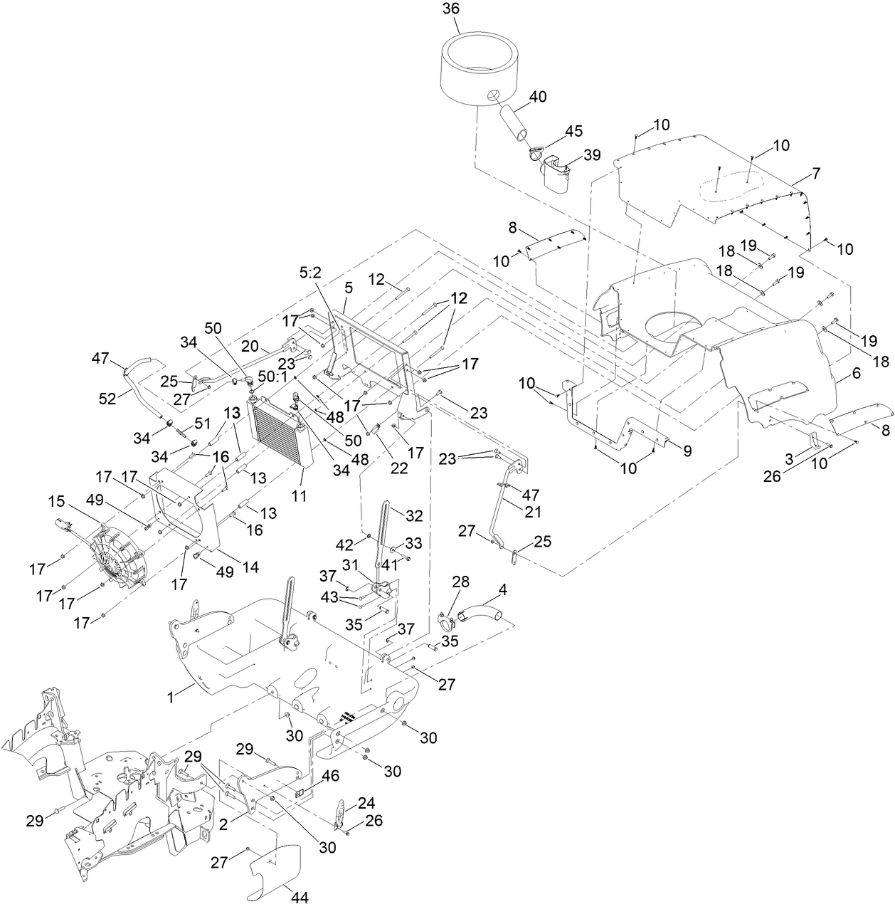 Hood and Oil Cooler Assembly
