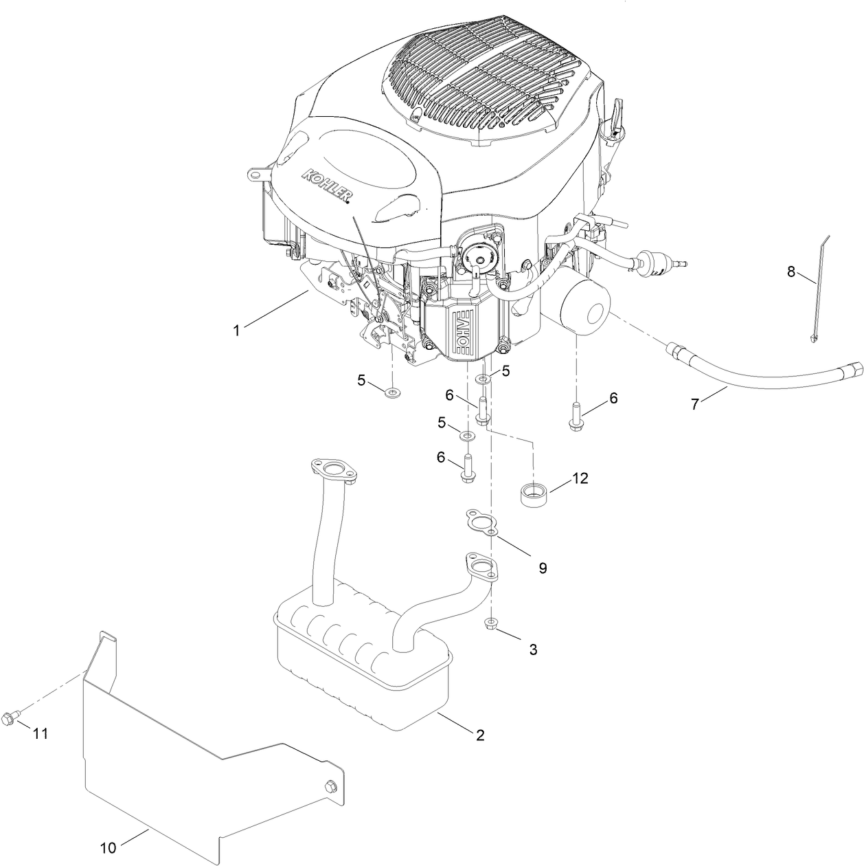 Engine and Muffler Assemlby