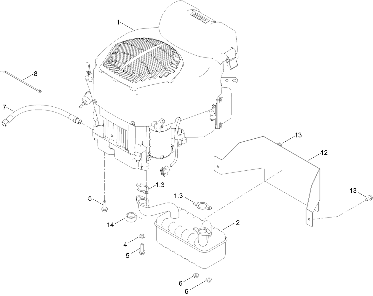 Engine and Muffler Assembly