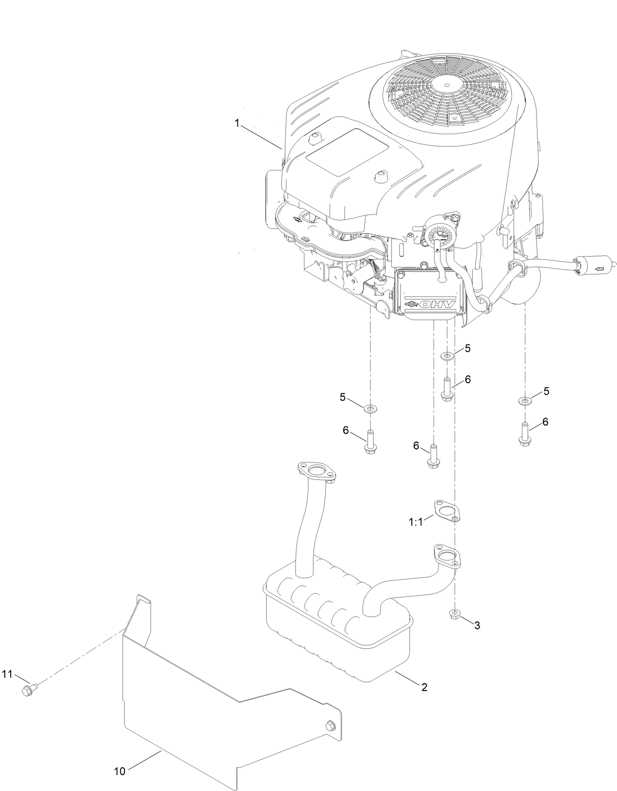 Engine and Muffler Assembly