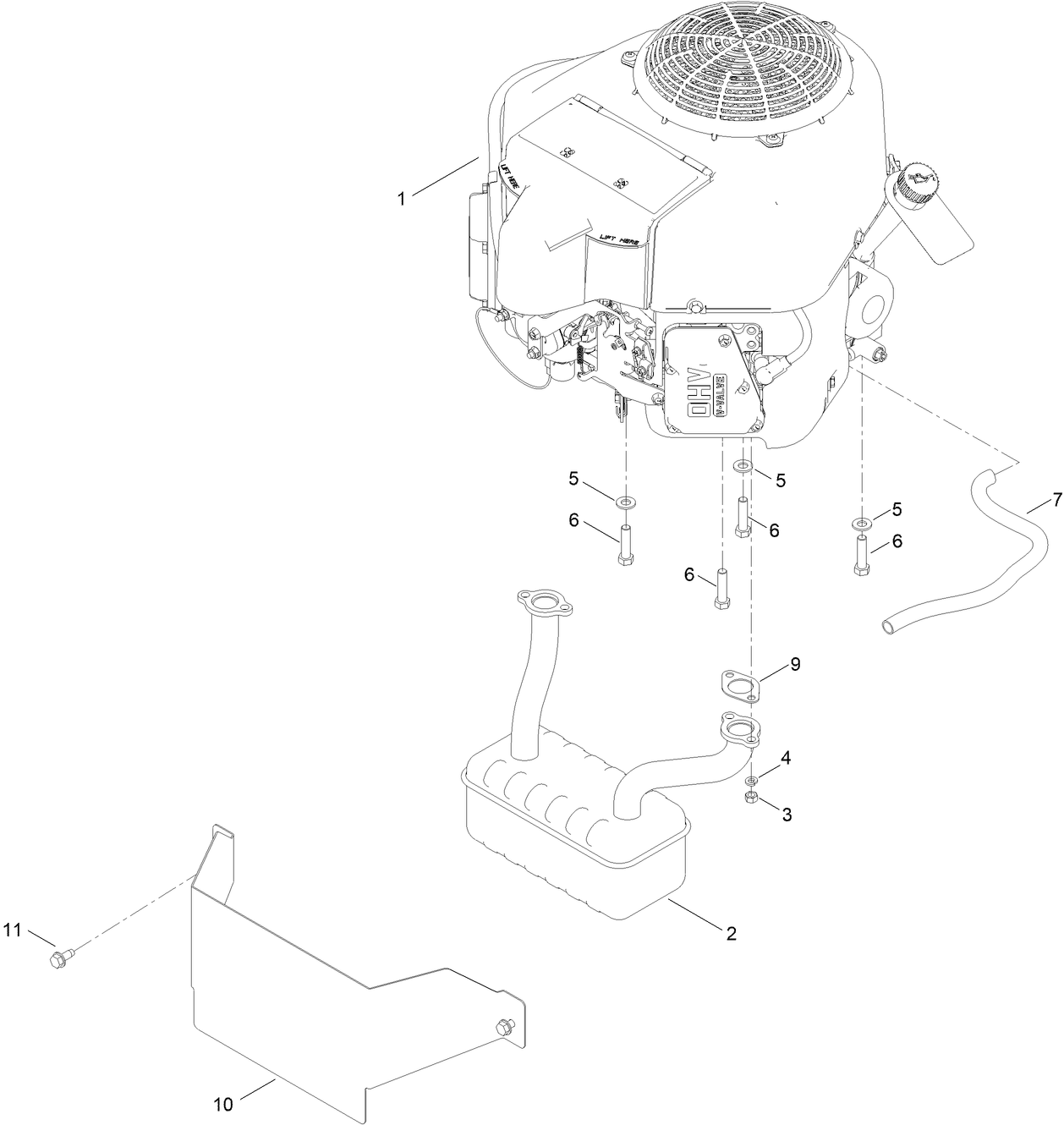 Engine and Muffler Assembly