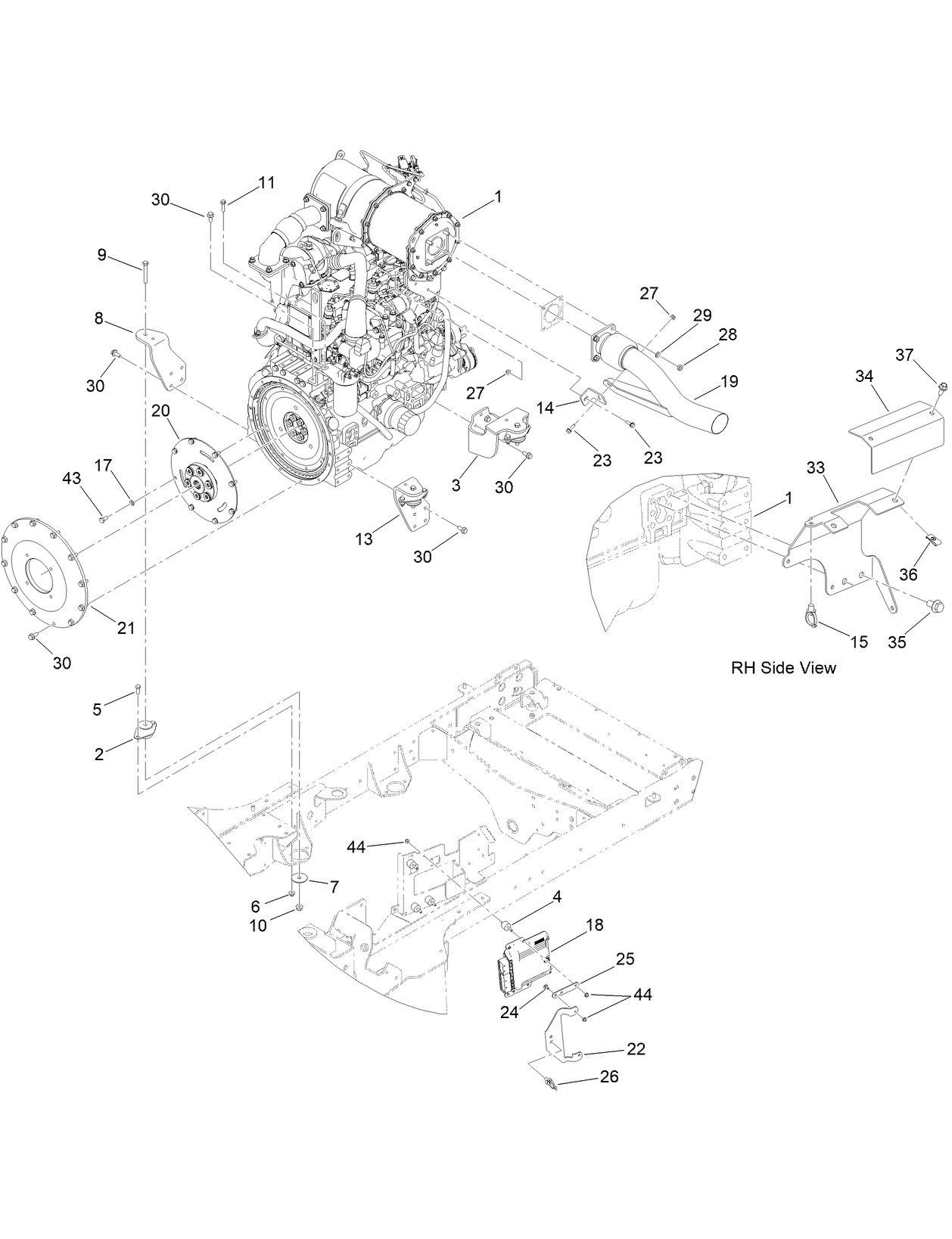 Engine and Mount Assembly