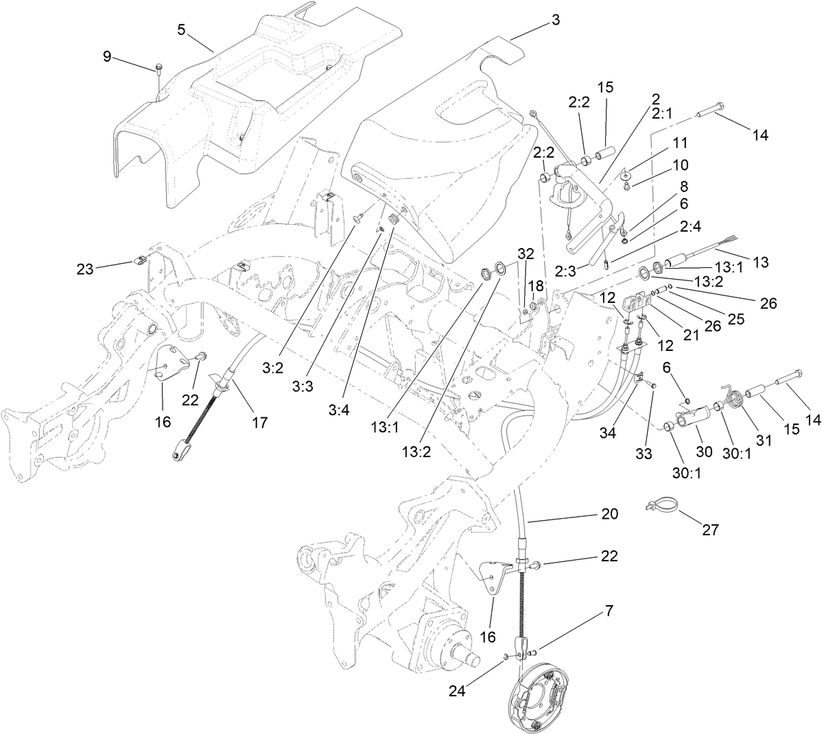 Brake Cable and Lever Assembly