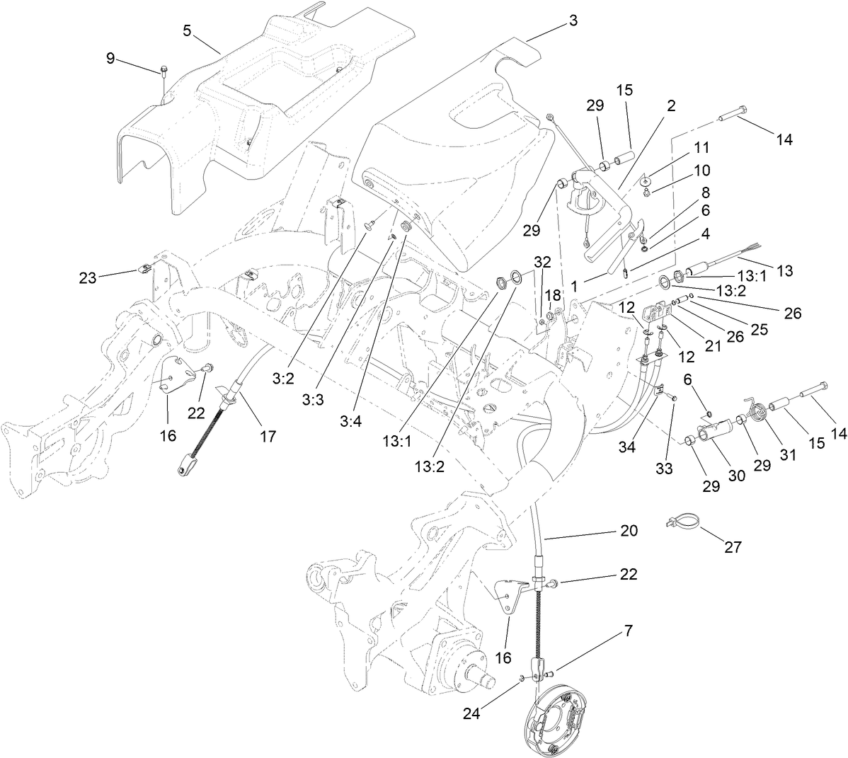 Brake Cable and Lever Assembly