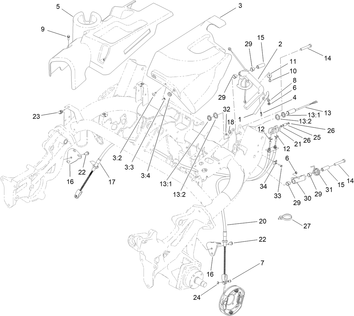 Brake Cable and Lever Assembly