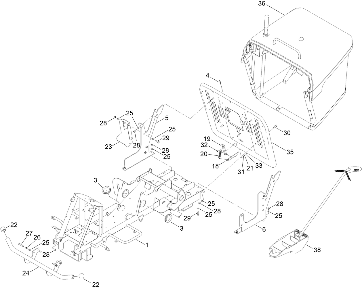Chassis and Grass Bag Assembly