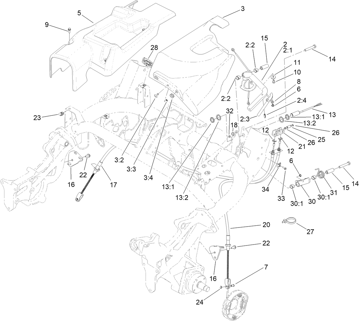 Brake Cable and Lever Assembly