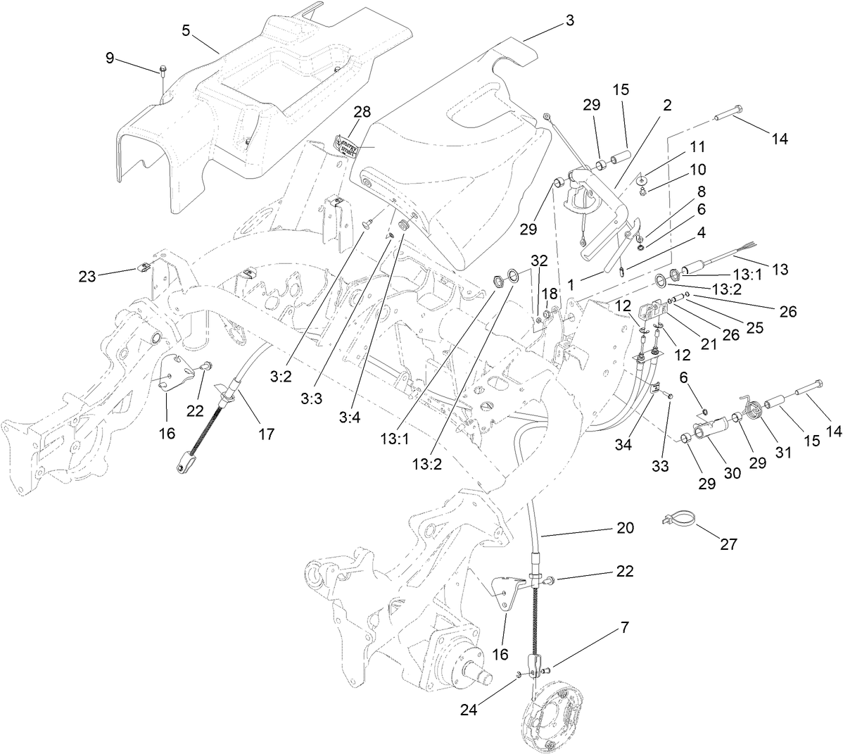 Brake Cable and Lever Assembly