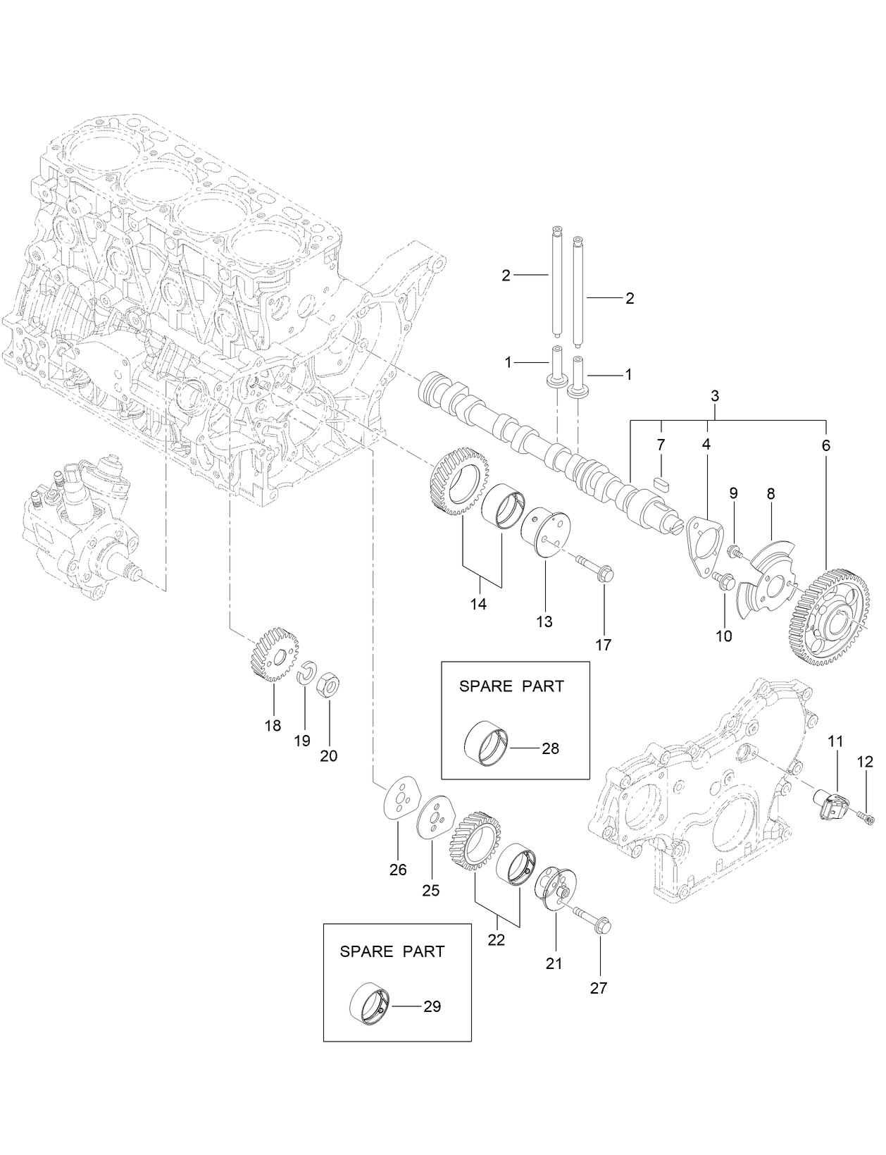 Camshaft and Driving Gear Assembly