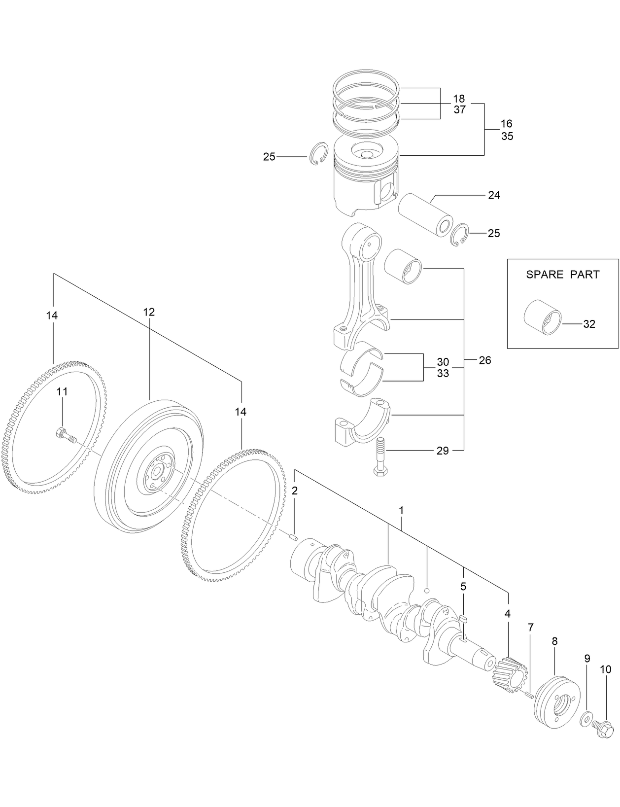 Crankshaft and Piston Assembly