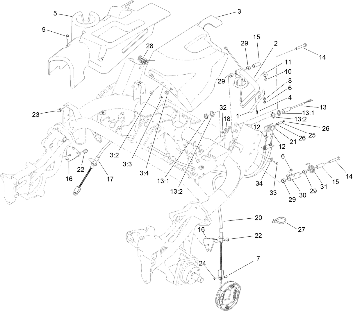 Brake Cable and Lever Assembly