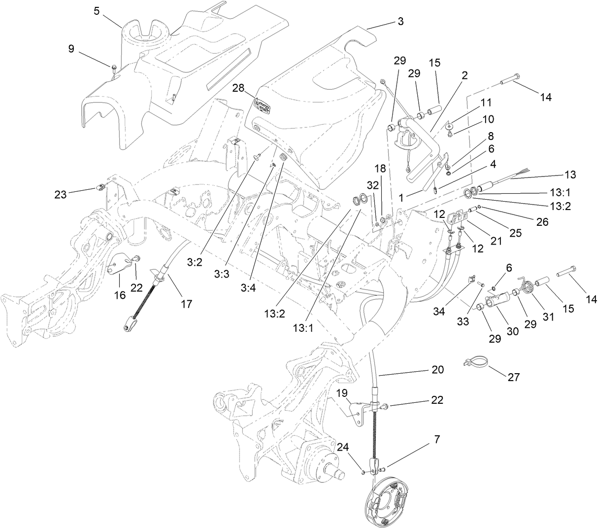 Brake Cable and Lever Assembly