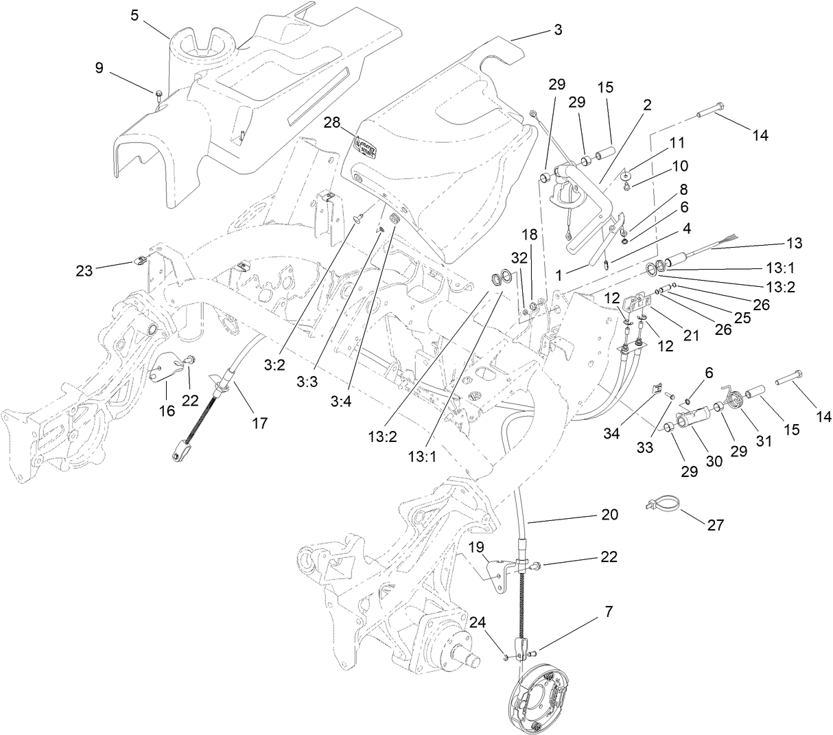 Brake Cable and Lever Assembly