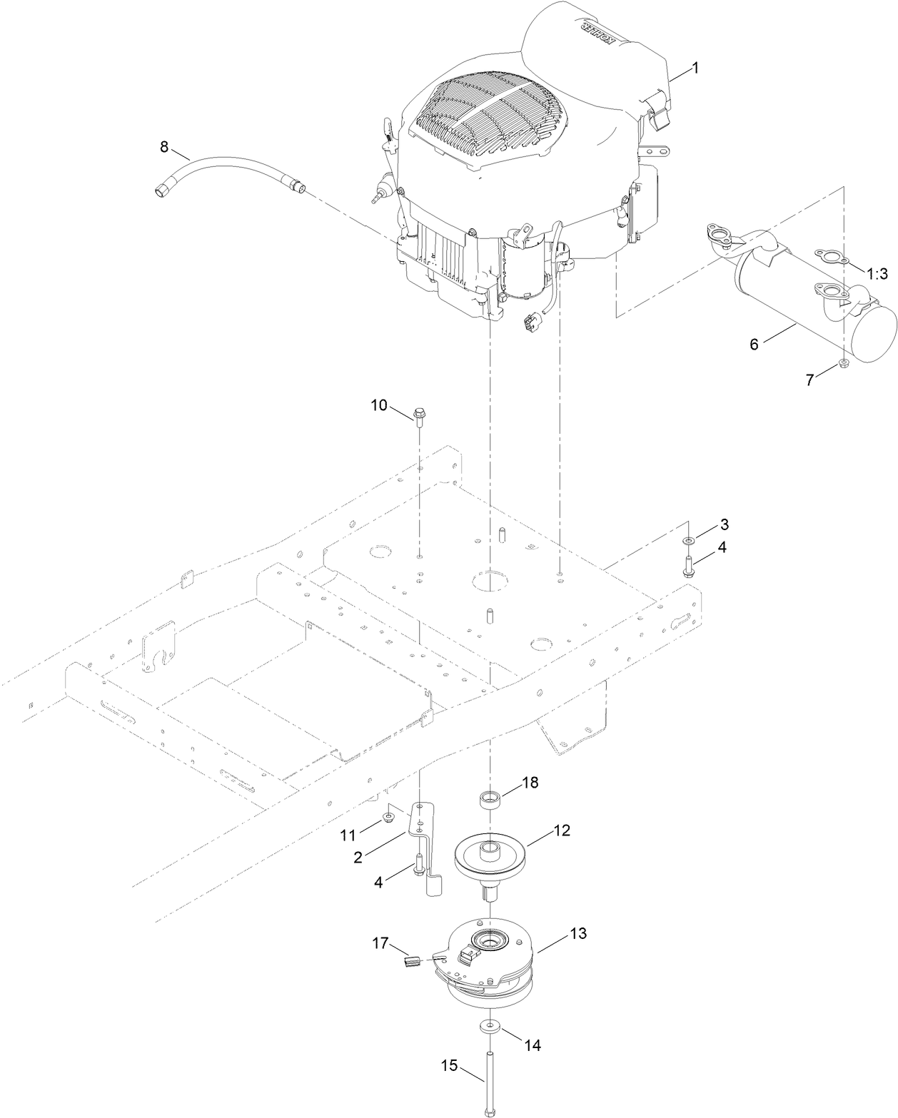 Engine and Muffler Assembly