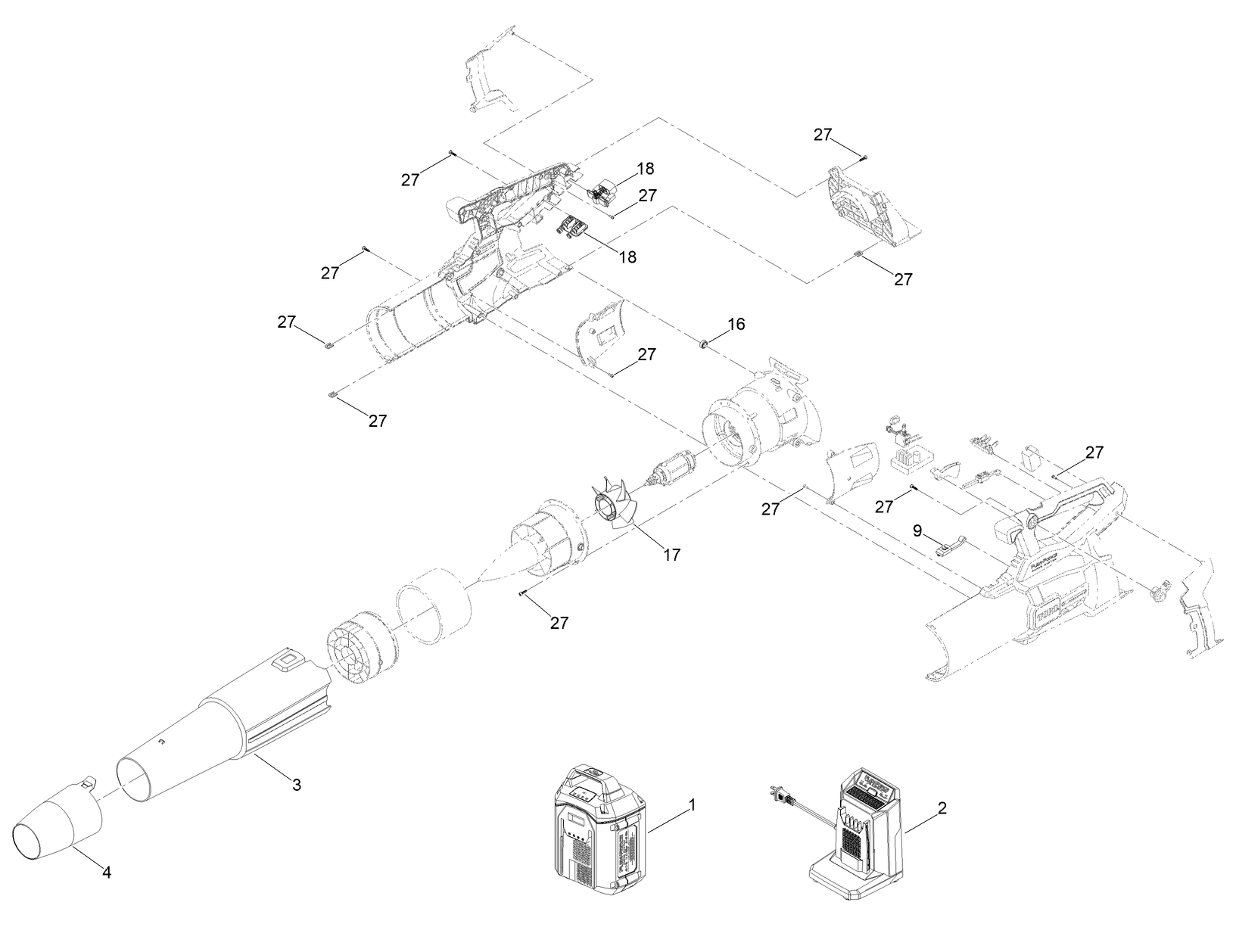 Flex-Force Power System  60V MAX Leaf Blower Assembly