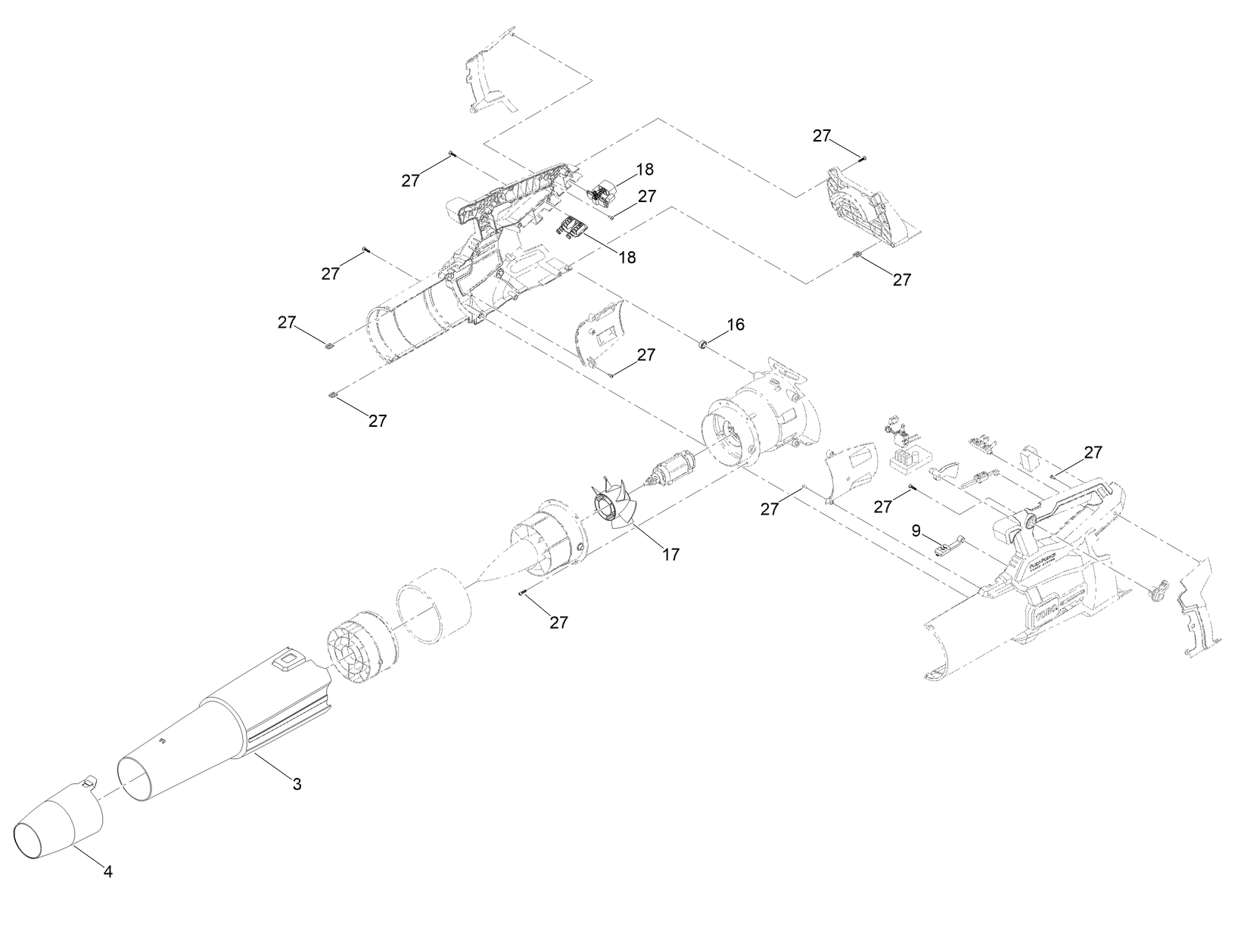 Flex-Force Power System 60V MAX Leaf Blower Assembly