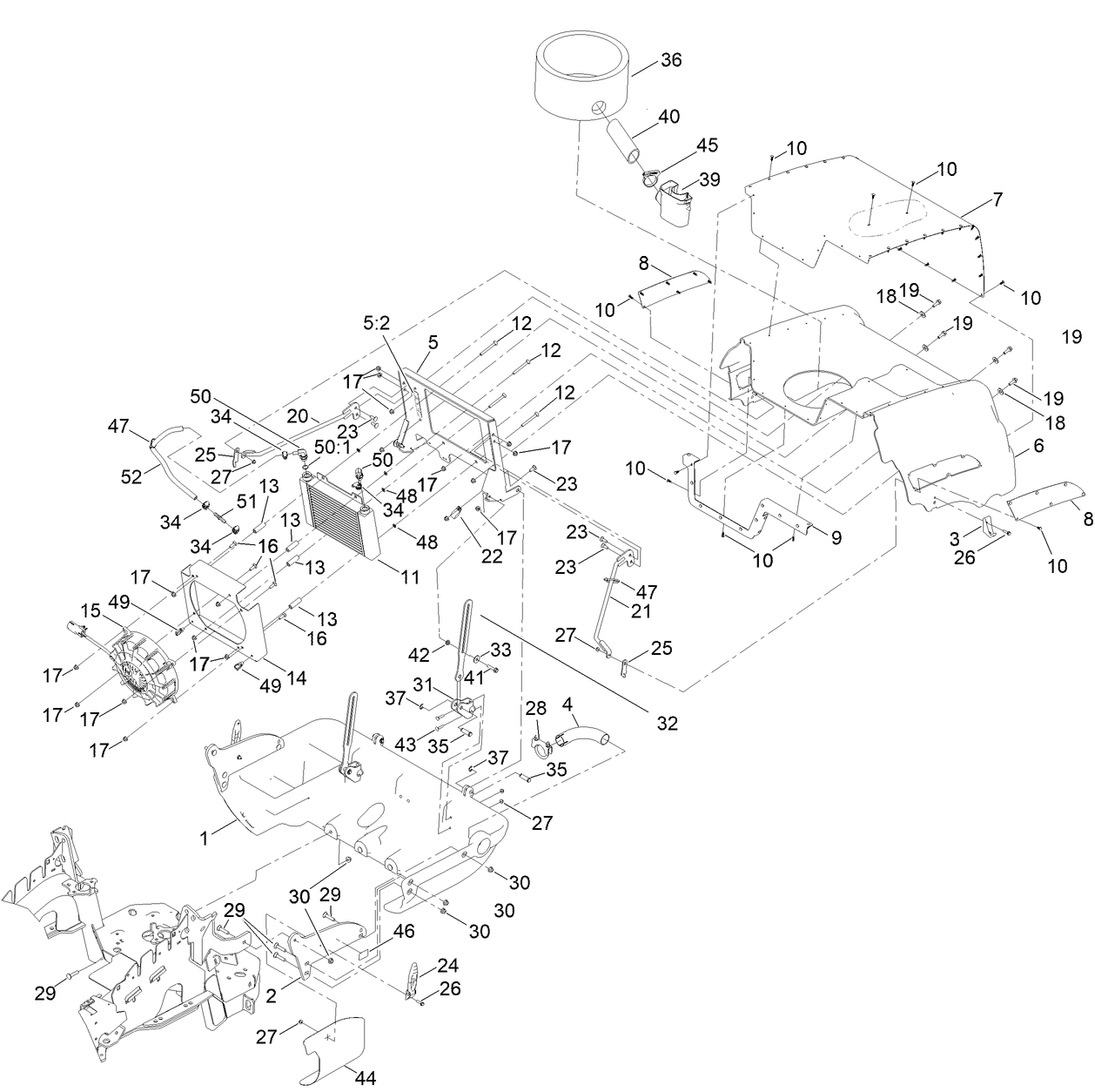 Hood and Oil Cooler Assembly