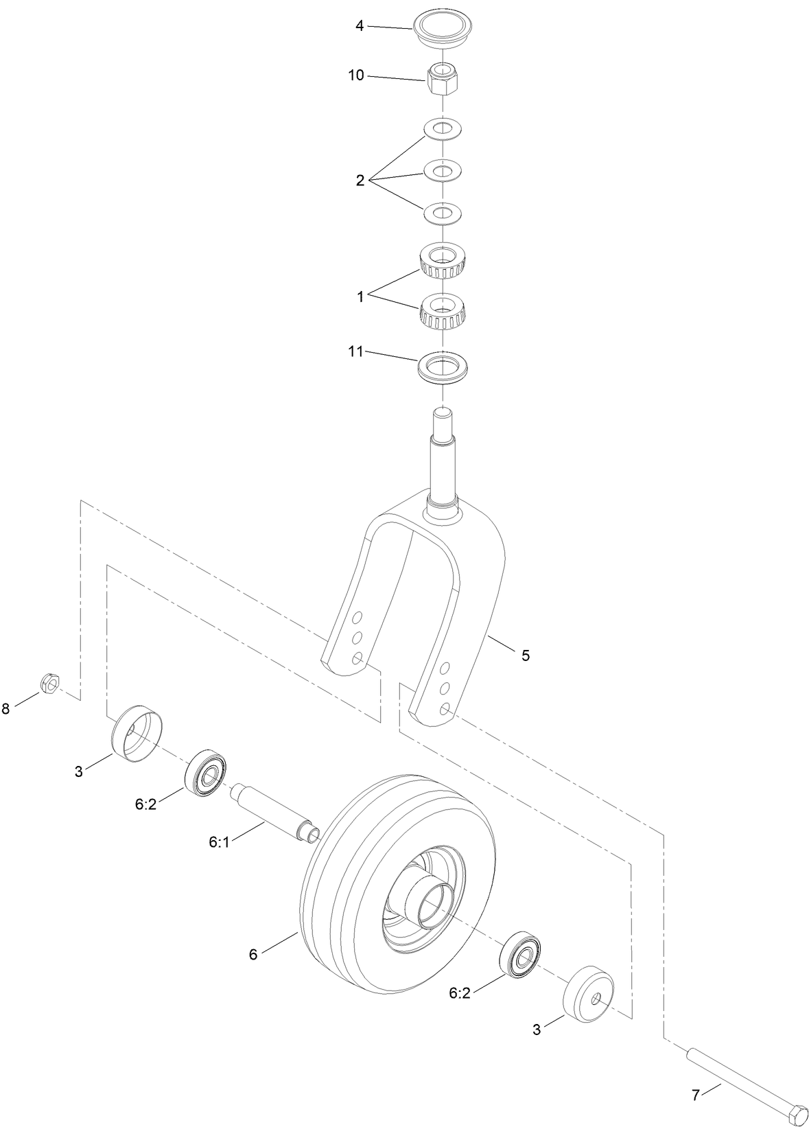 Rear Caster Wheel Assembly