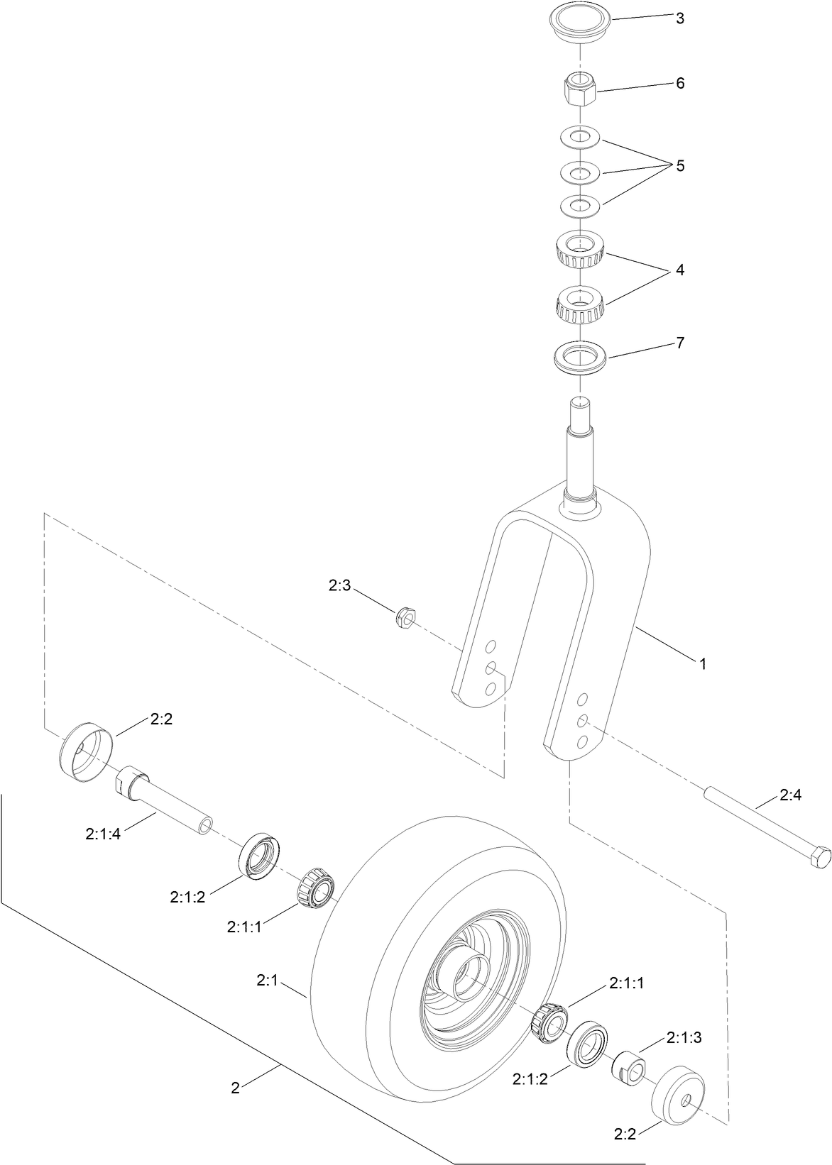 Caster Fork and Wheel Assembly