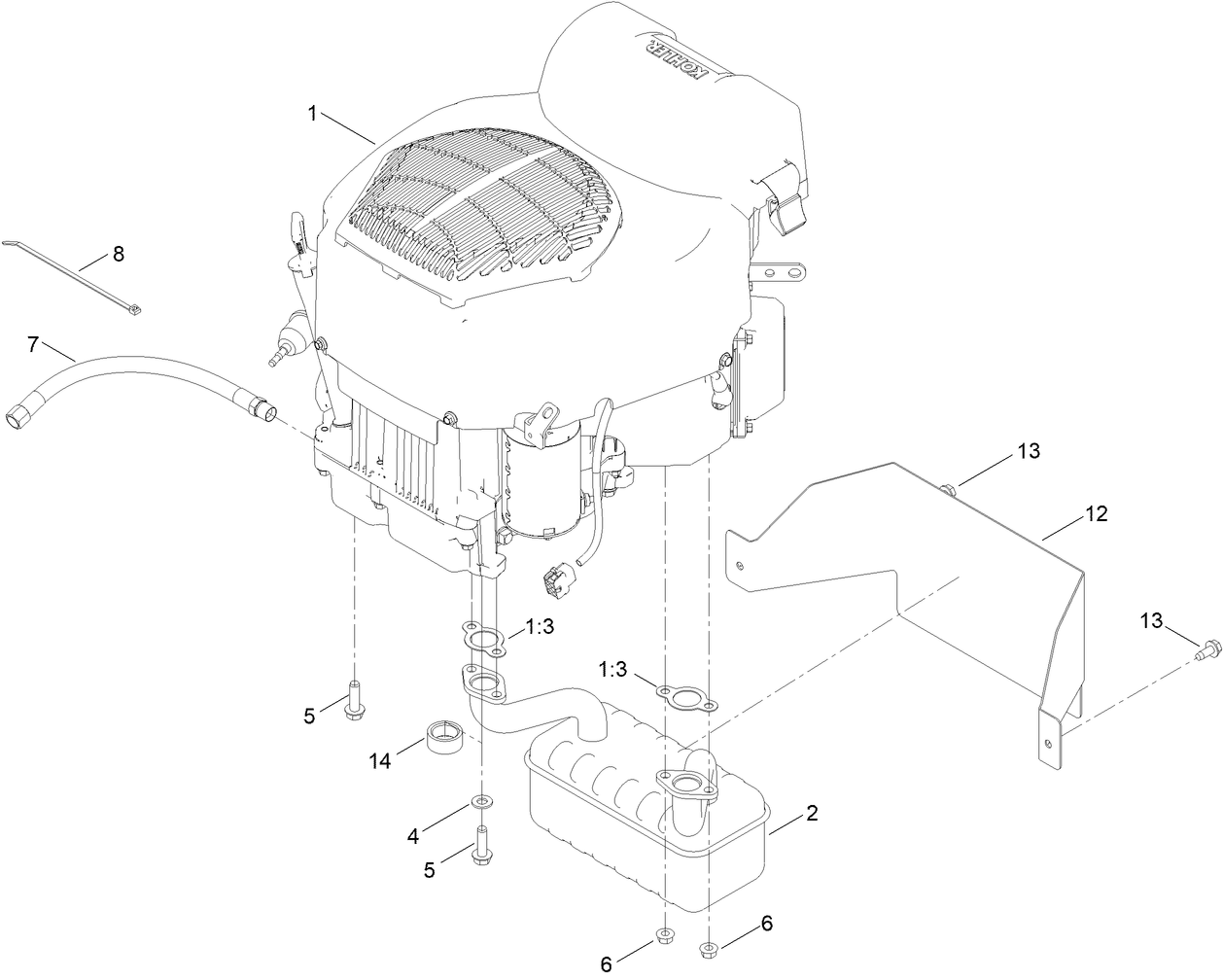 Engine and Muffler Assembly