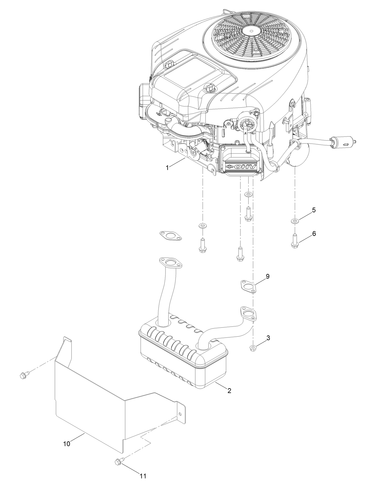 Engine and Muffler Assembly