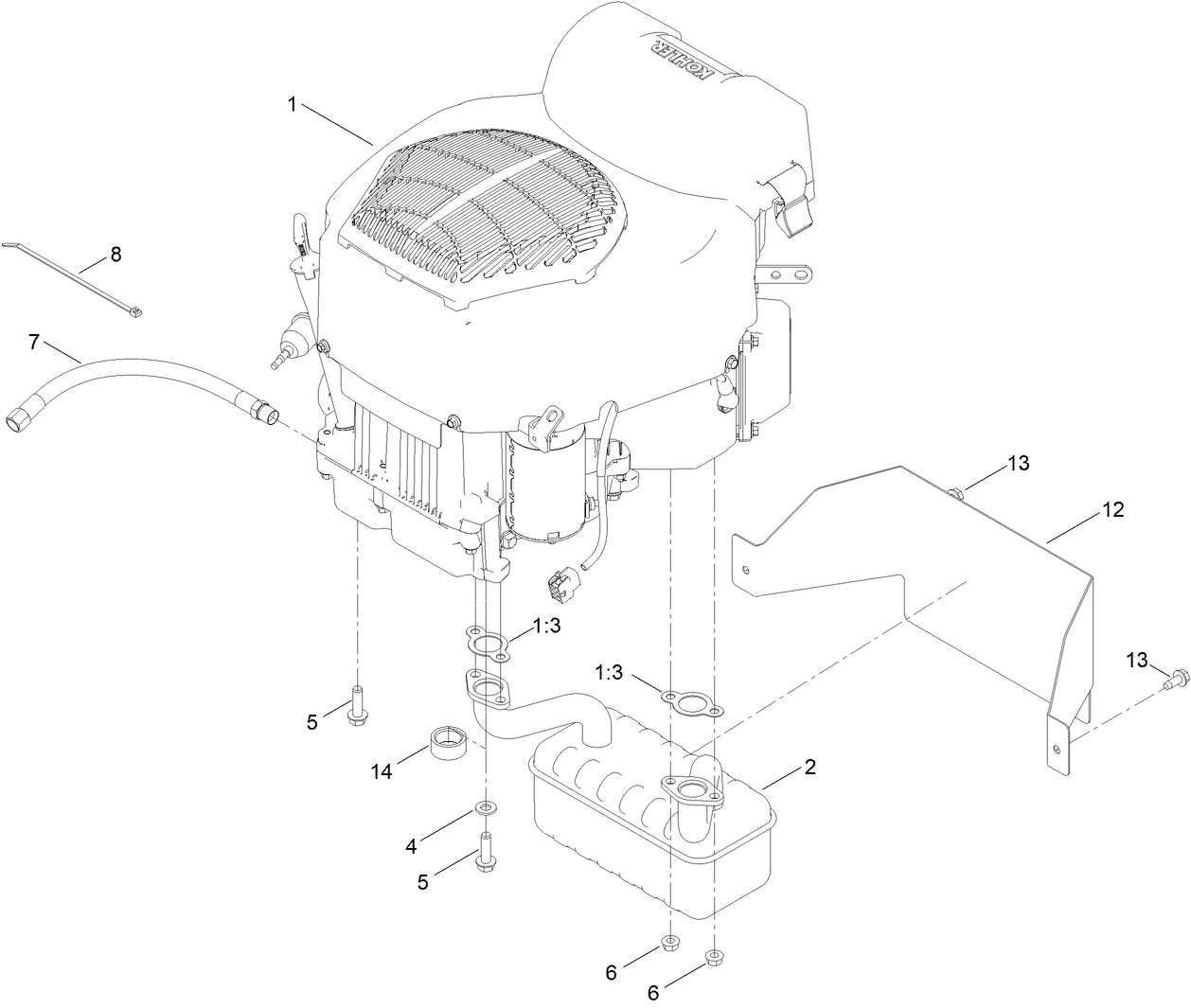 Engine and Muffler Assembly