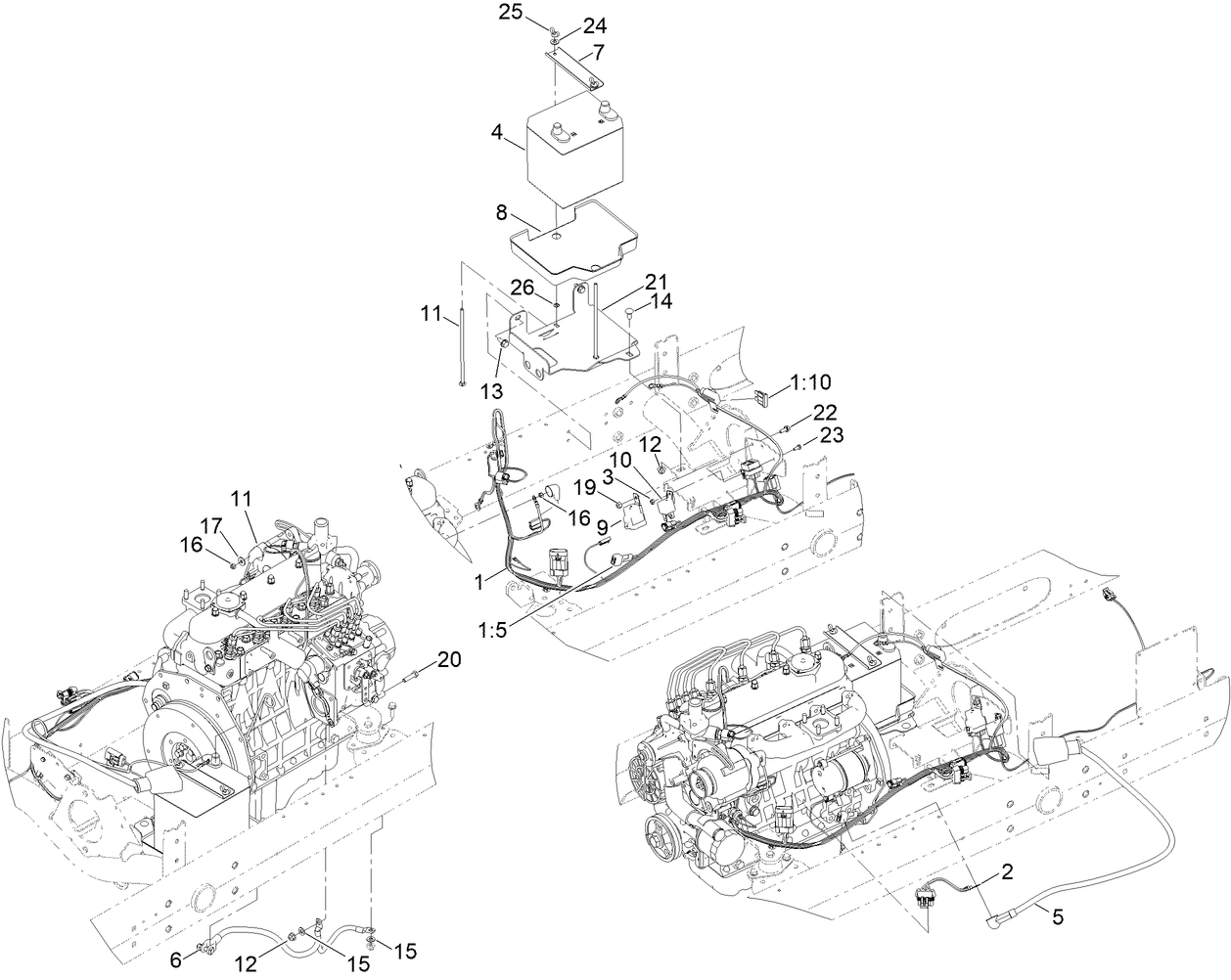 Battery and Engine Wiring Assembly