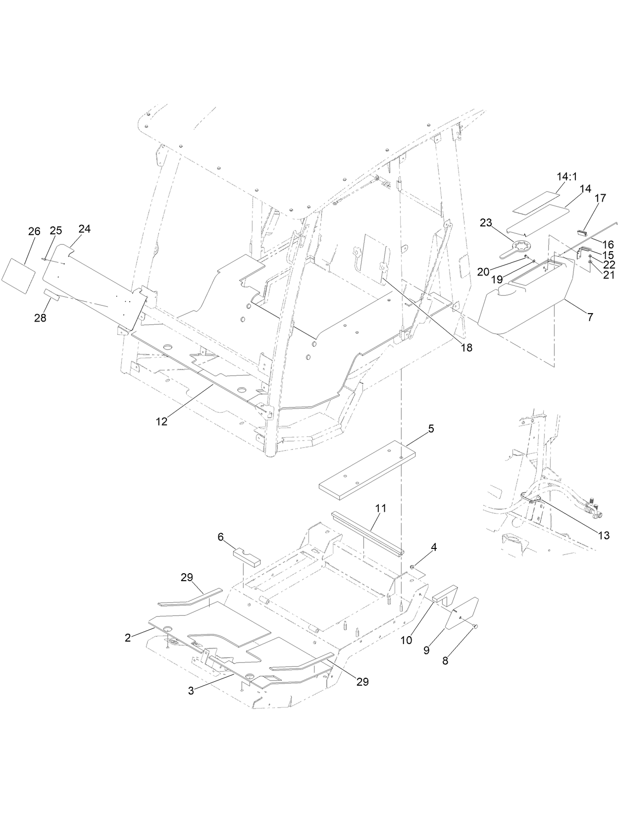 Cab Tool Box and Flooring Assembly