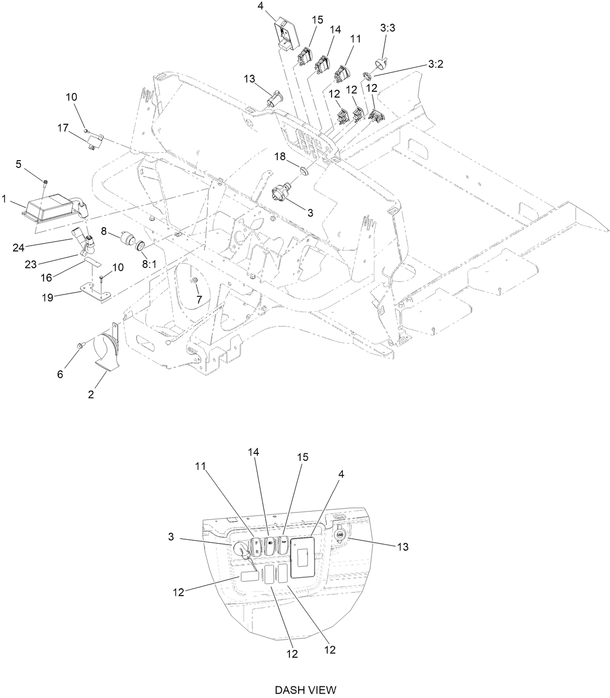 Dash Electrical Components Assembly