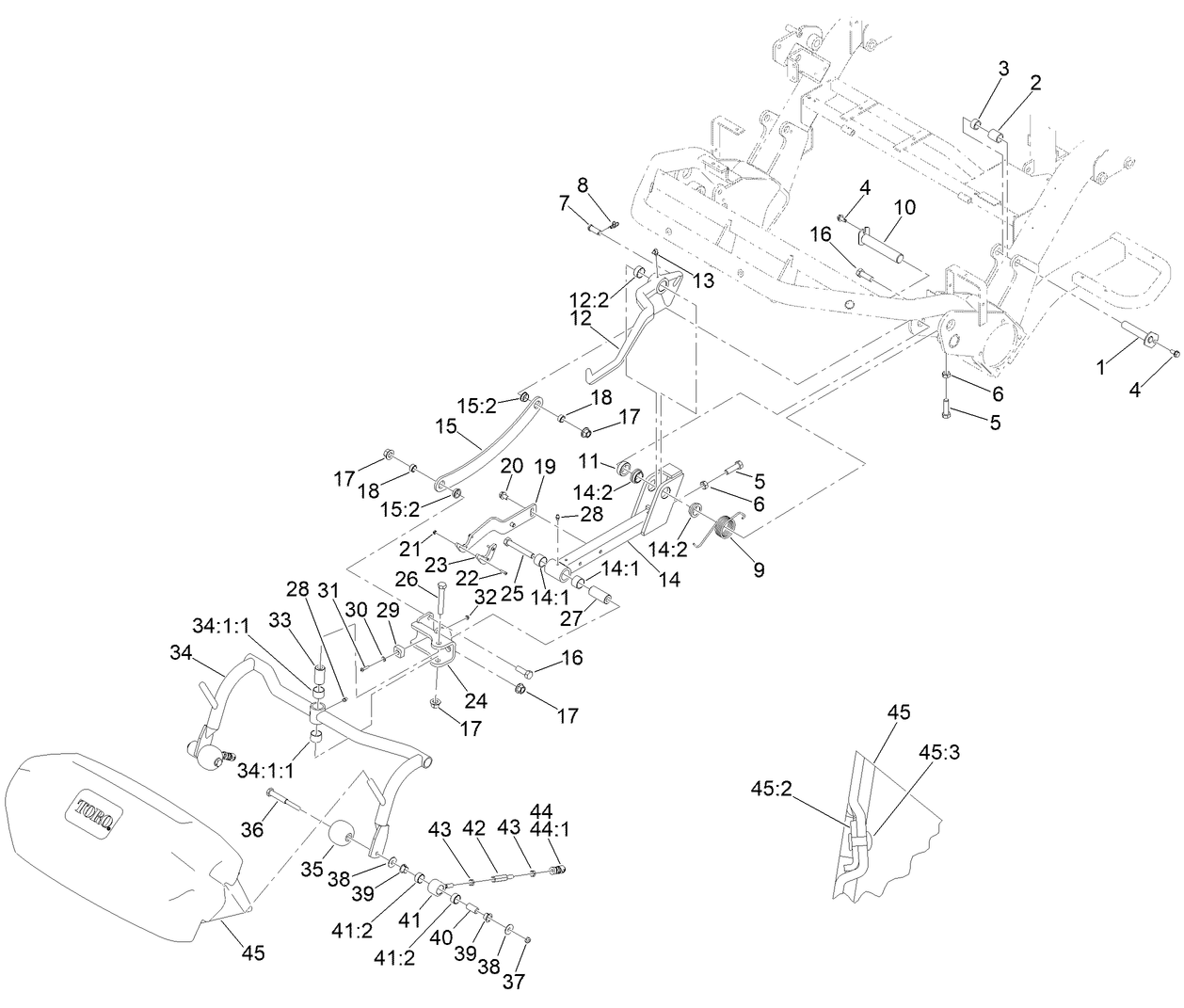 Left Cutting Unit Suspension Assembly