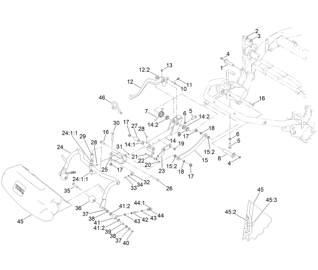 Right Cutting Unit Suspension Assembly