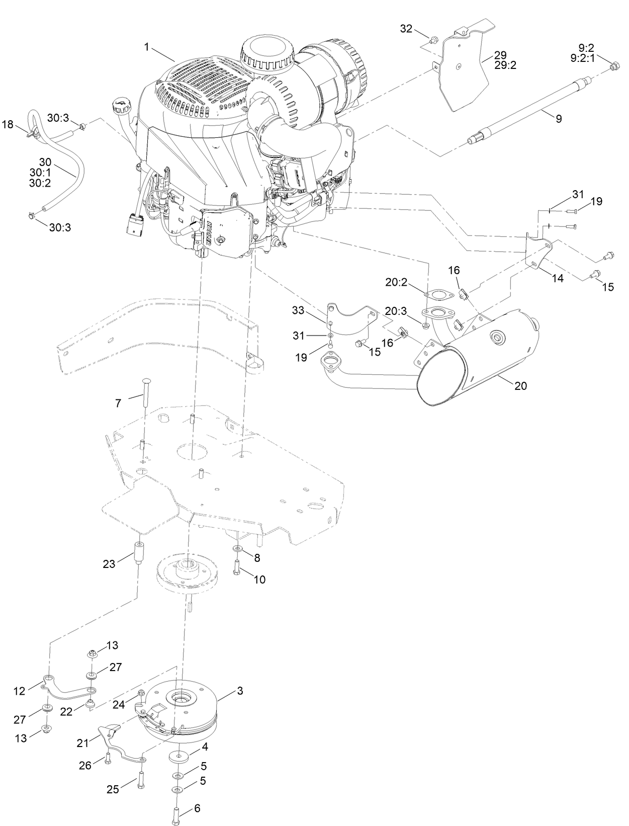 Engine and Muffler Assembly