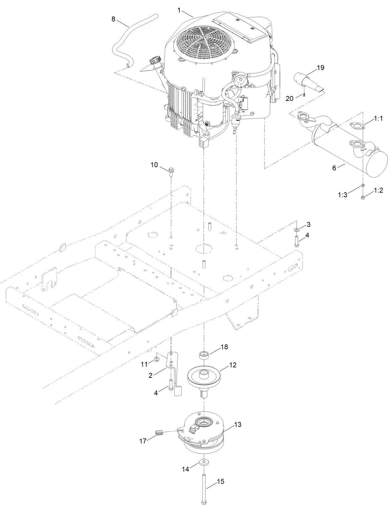Engine and Muffler Assembly