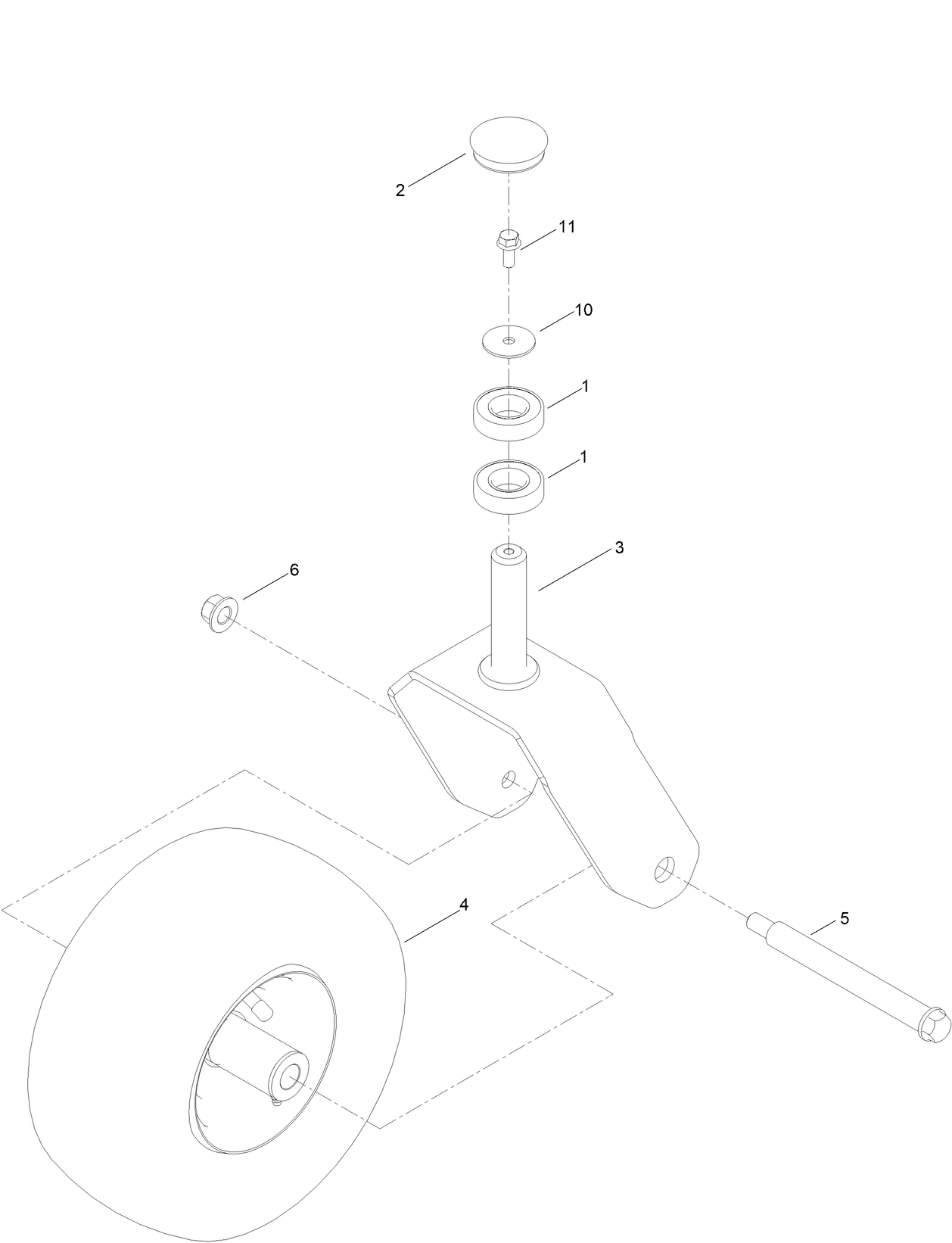 Caster Fork and Wheel Assembly