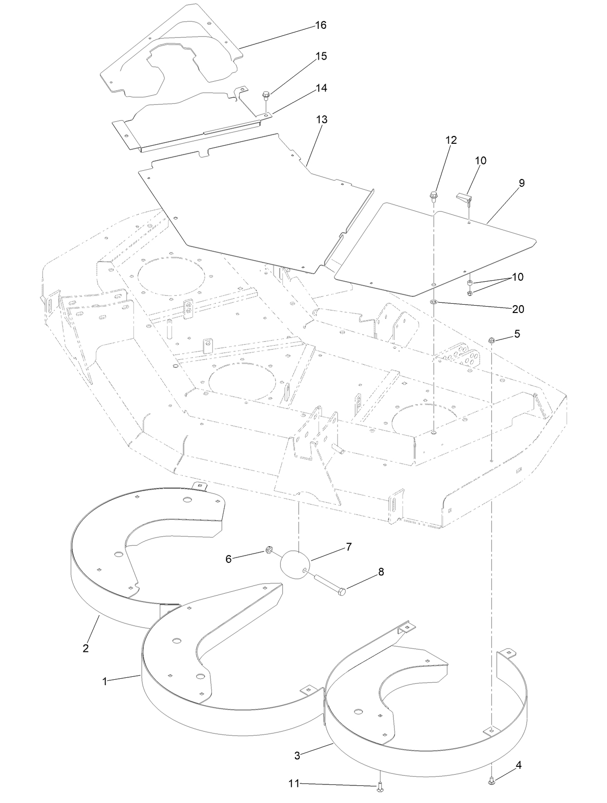 Front Deck Cutting Chamber, Cover and Roller Assembly
