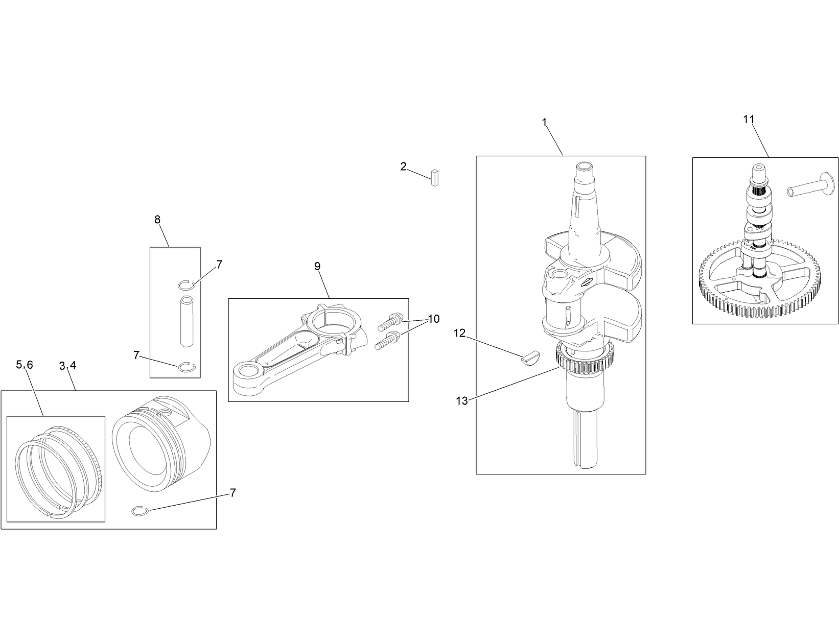 Crankshaft and Piston Assembly