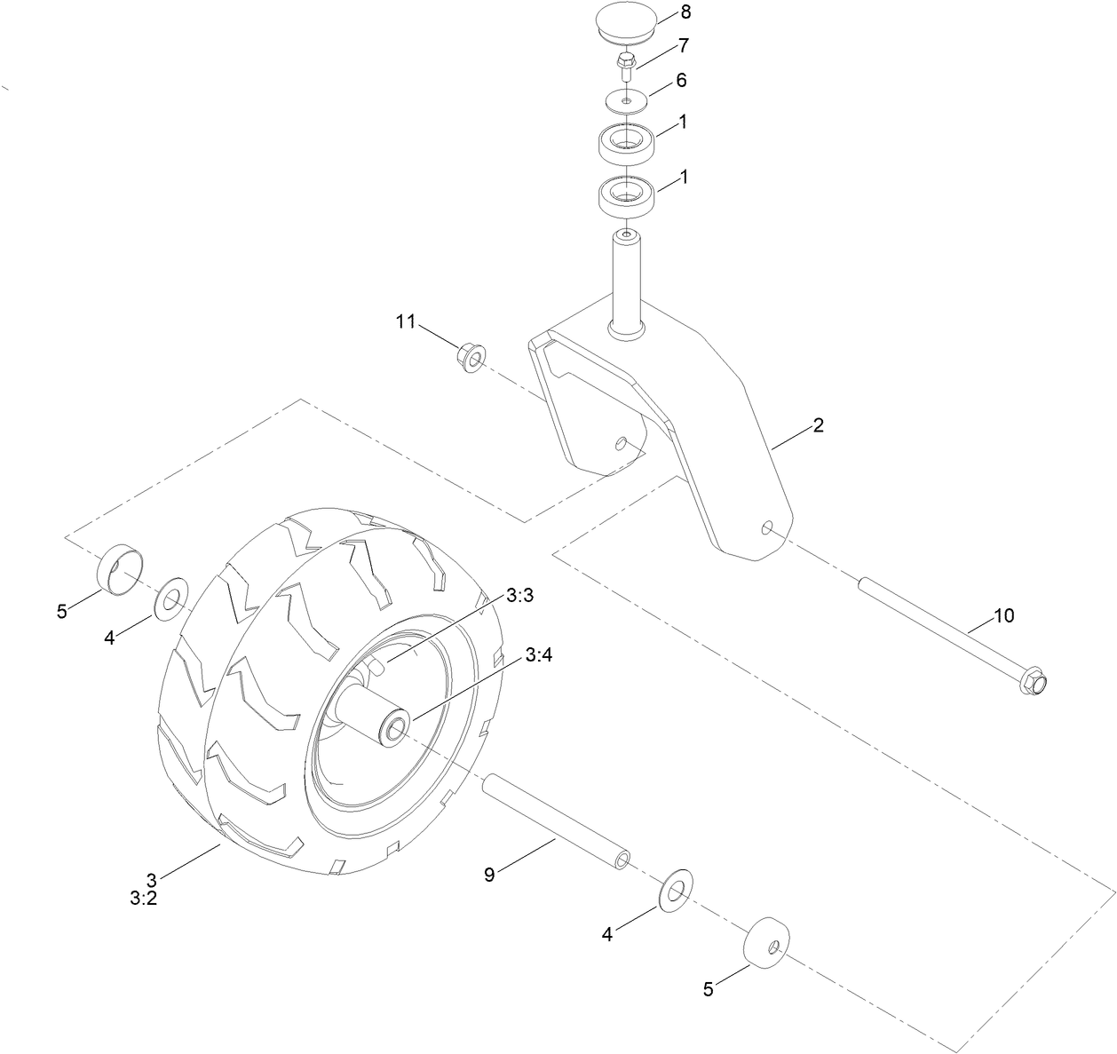 Caster Fork and Wheel Assembly