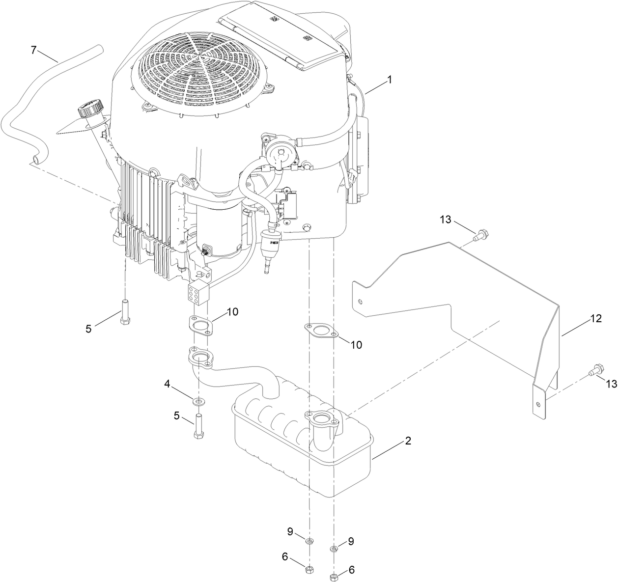 Engine and Muffler Assembly