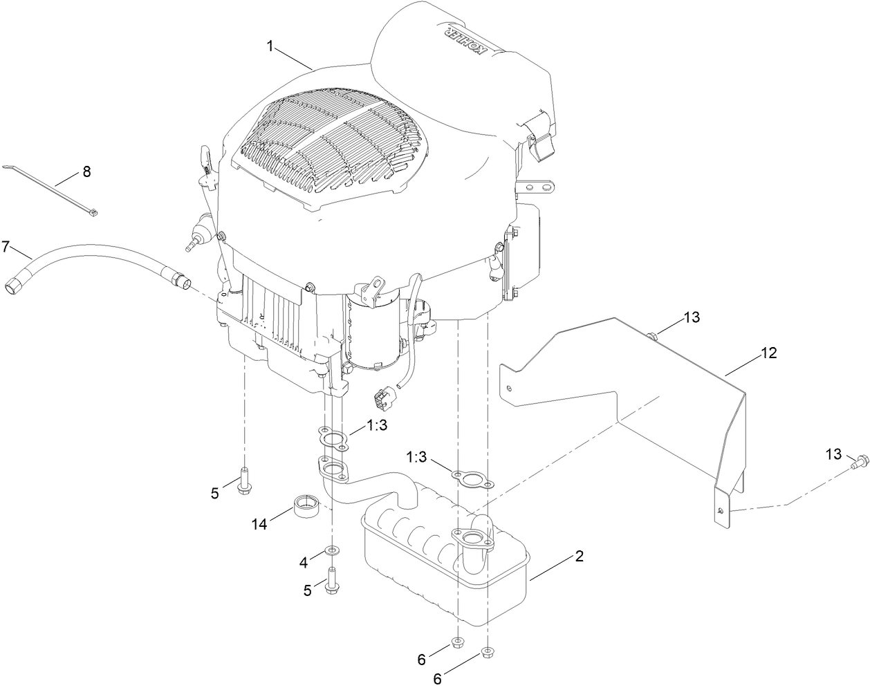 Engine and Muffler Assembly