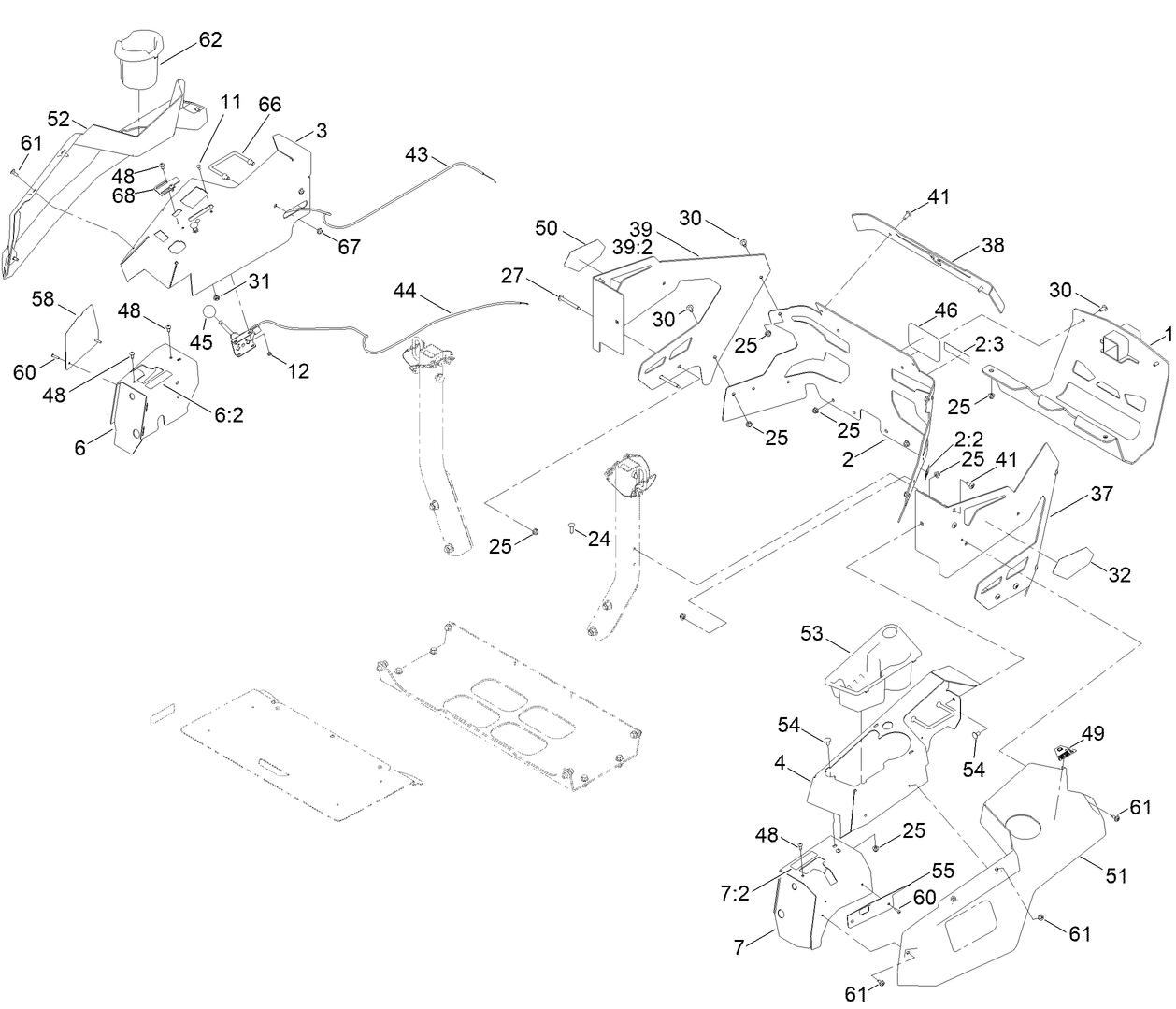 Throttle, Choke Cables and Guard Assembly
