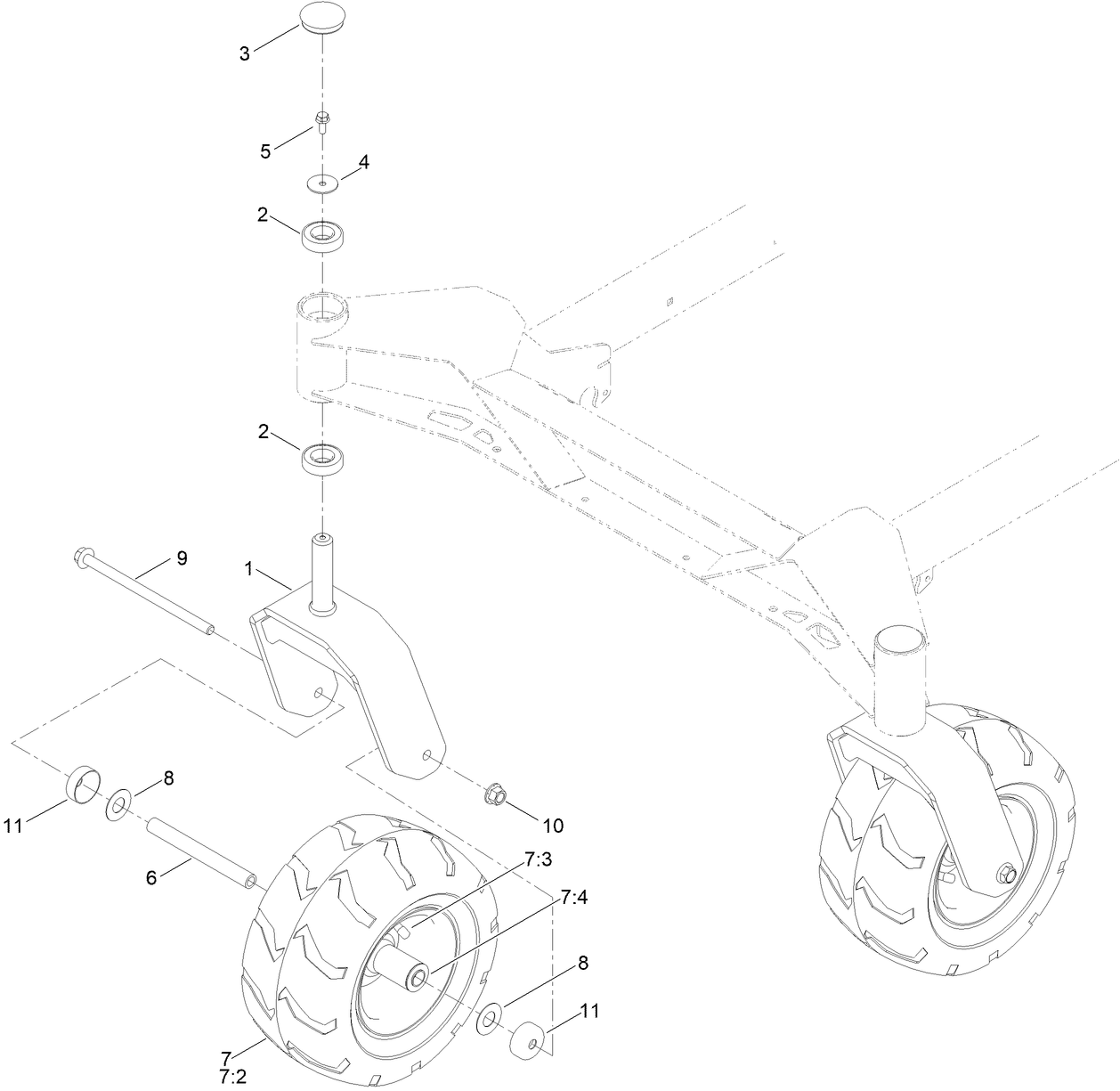 Caster Fork and Wheel Assembly