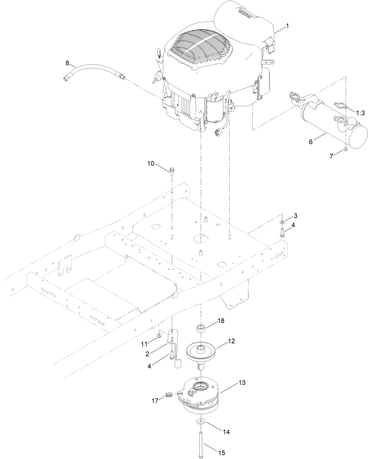Engine and Muffler Assembly