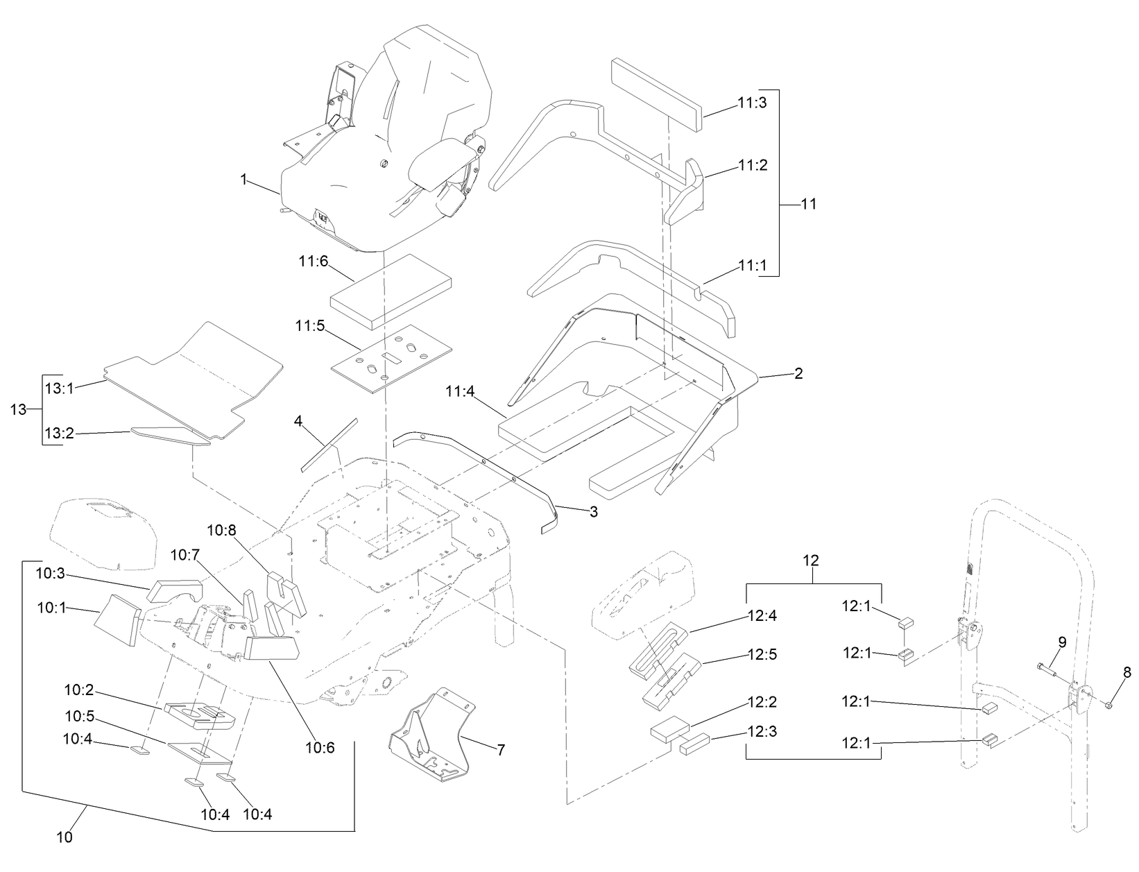 Seat, Firewall and Step Mount Assembly
