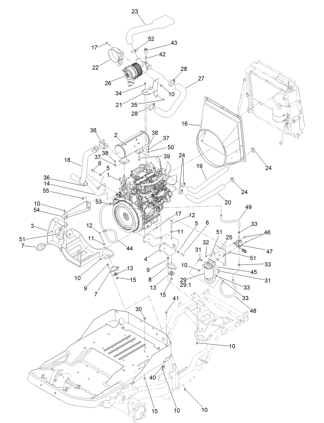 Engine, Muffler and Air Cleaner Assembly