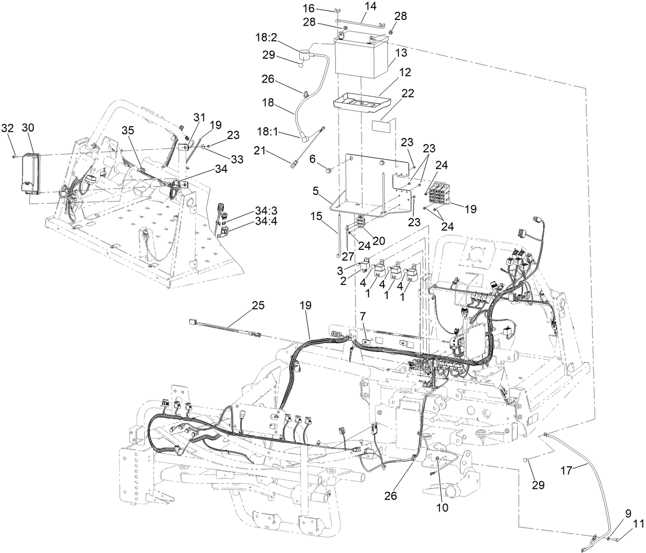 Main Wiring Harness and Battery Assembly