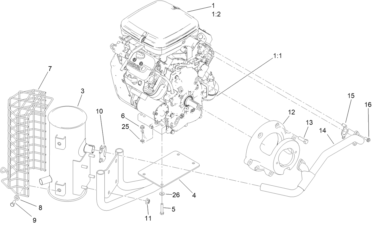 Engine and Exhaust Assembly