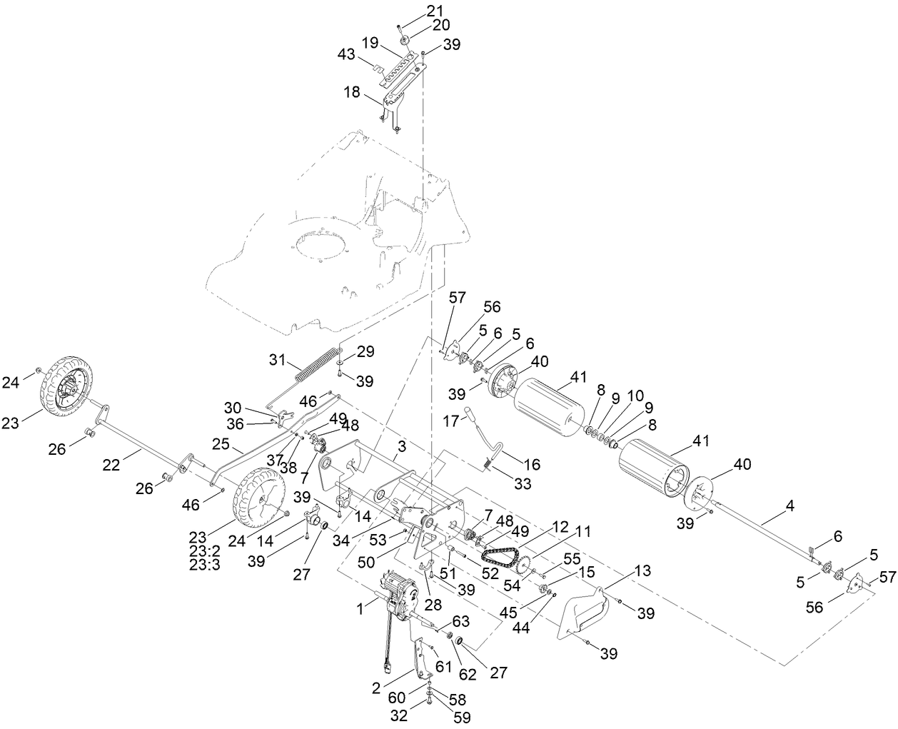 Traction and Height-of-Cut Assembly