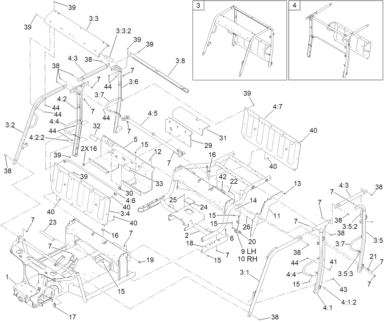 Frame and ROPS Assembly