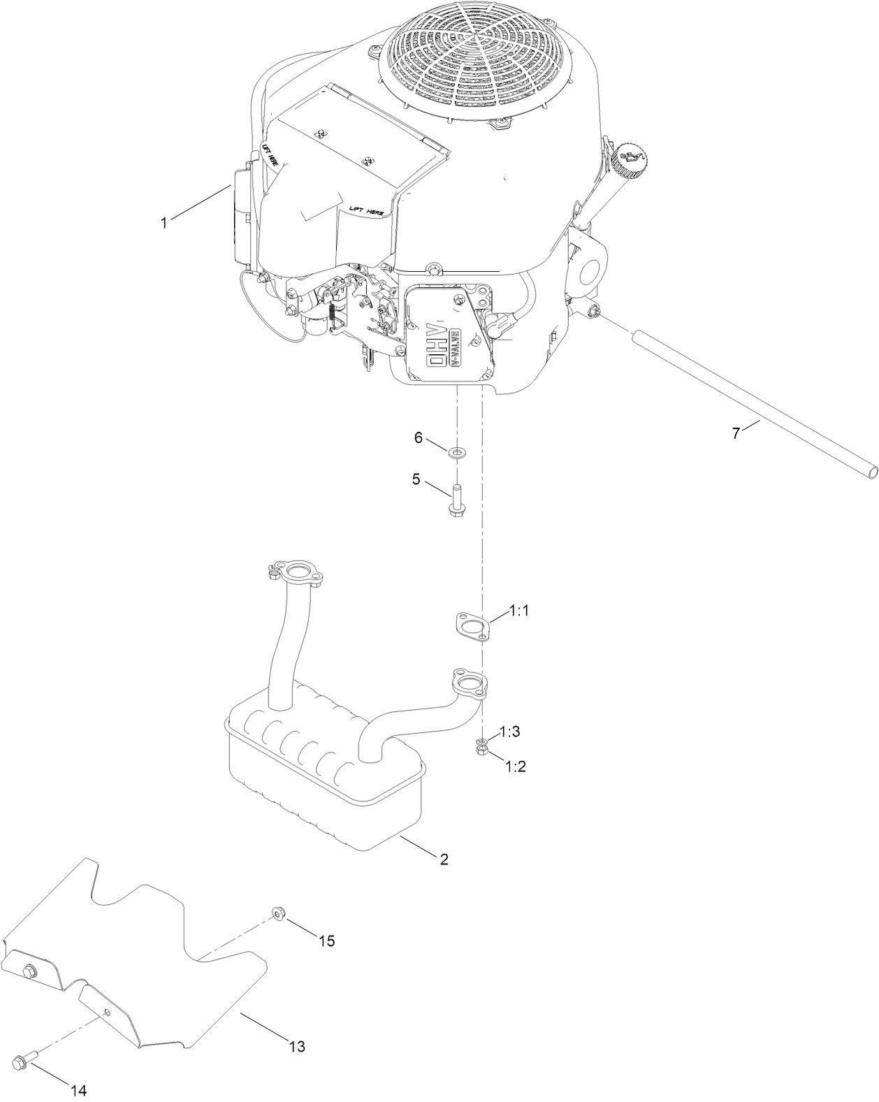 Engine and Muffler Assembly