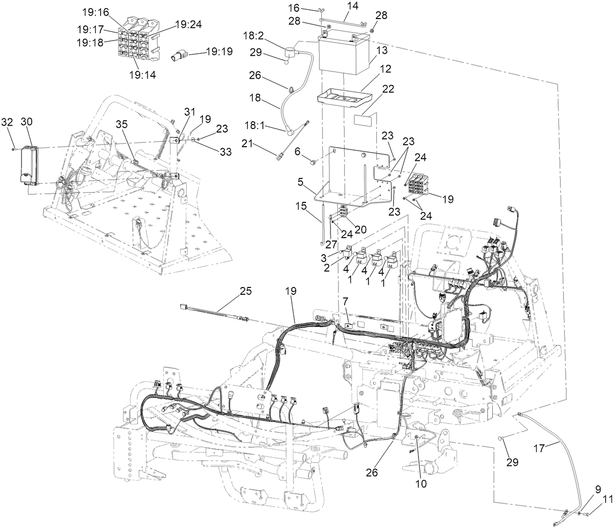 Main Wiring Harness and Battery Assembly